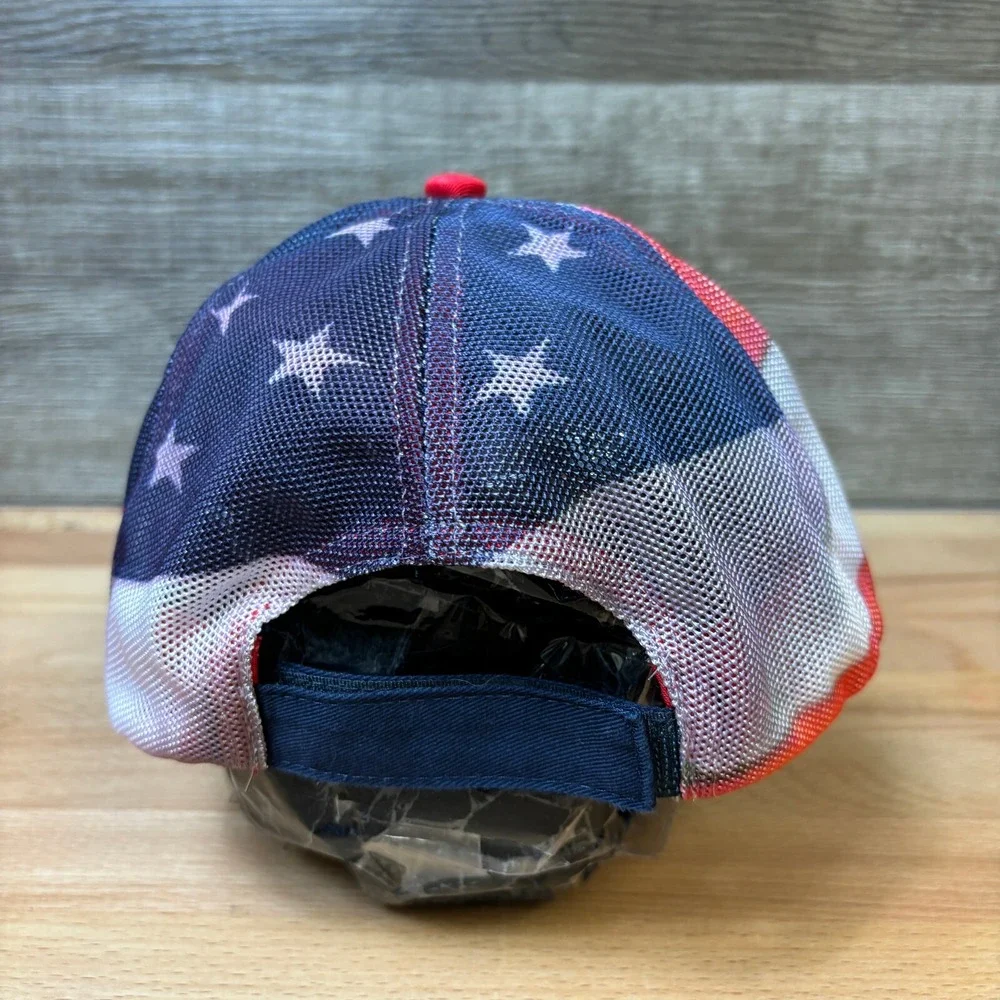Budweiser Hat‎ Cap Strap Back Blue Beer Bud Drinking USA Flag Black K Products